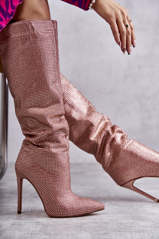 Bottes à talons roses avec œillets brillants Lovisa