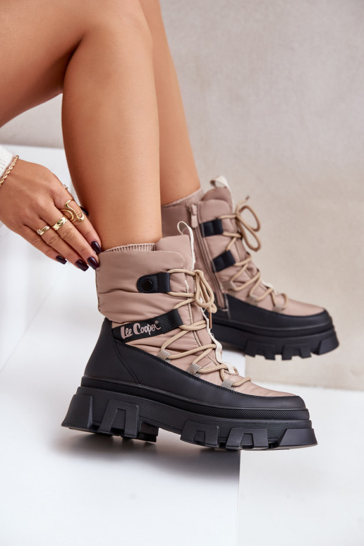 Bottes de neige beiges pour femmes Lee Cooper LCJ-24-47-3143