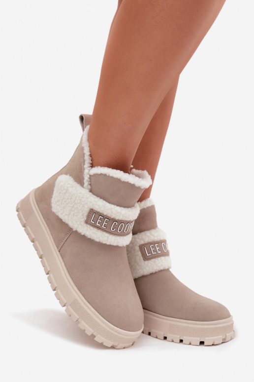 Bottines isolées grises pour femmes en daim synthétique Lee Cooper LCJ-25-01-3739