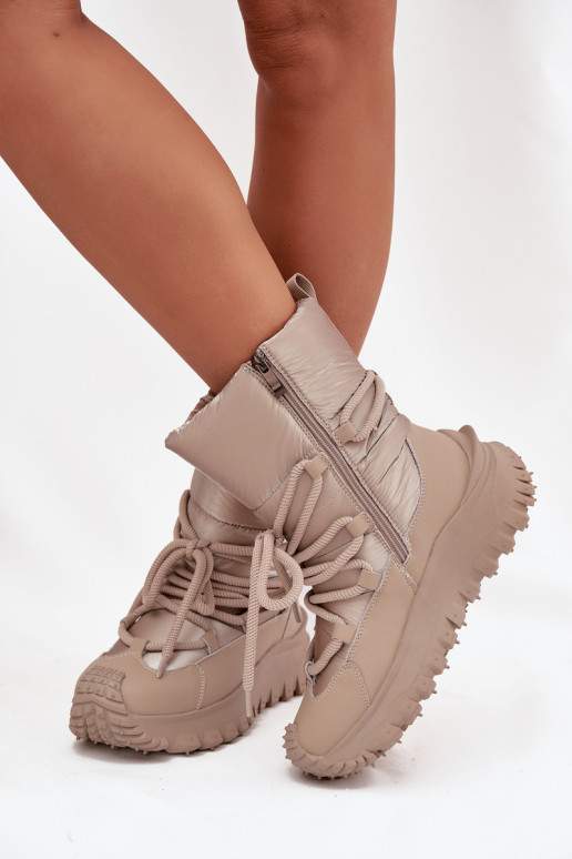 Bottes de neige beiges et dorées avec plateforme Lee Cooper LCJ-25-12-3663