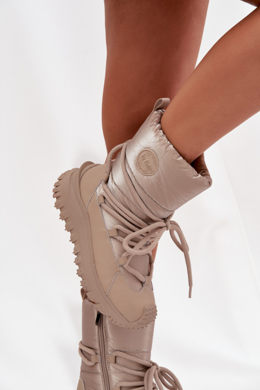 Bottes de neige beiges et dorées avec plateforme Lee Cooper LCJ-25-12-3663