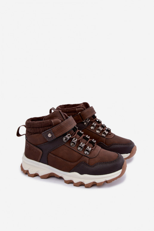 Bottes isolées marron foncé pour enfants avec Velcro Big Star UU374006