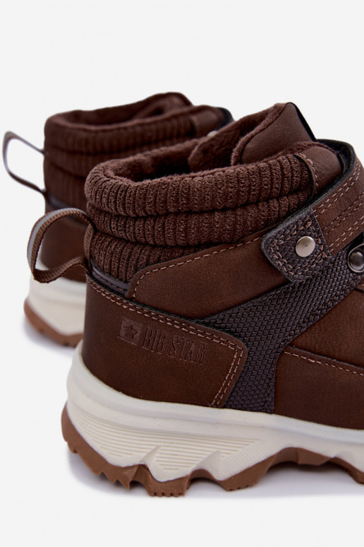 Bottes isolées marron foncé pour enfants avec Velcro Big Star UU374006