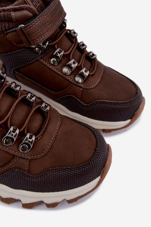 Bottes isolées marron foncé pour enfants avec Velcro Big Star UU374006