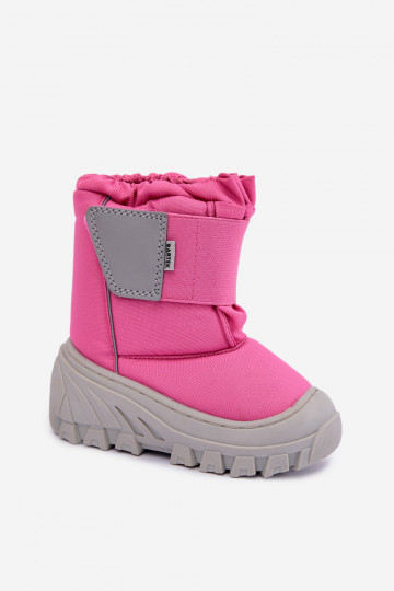 Bottes de neige pour enfants avec attaches autocollantes Bartek 11626012 en rose