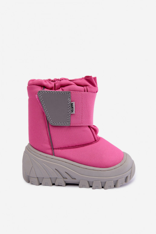 Bottes de neige pour enfants avec attaches autocollantes Bartek 11626012 en rose