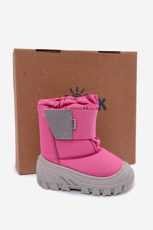 Bottes de neige pour enfants avec attaches autocollantes Bartek 11626012 en rose