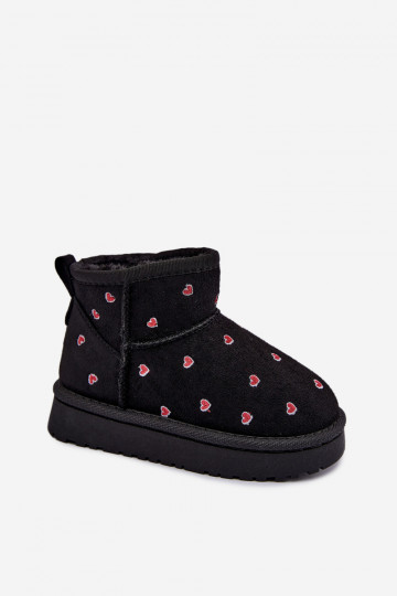 Bottes de neige pour enfants avec cœurs en noir Gracina