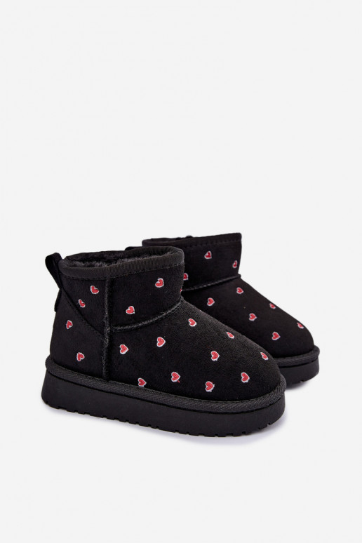 Bottes de neige pour enfants avec cœurs en noir Gracina