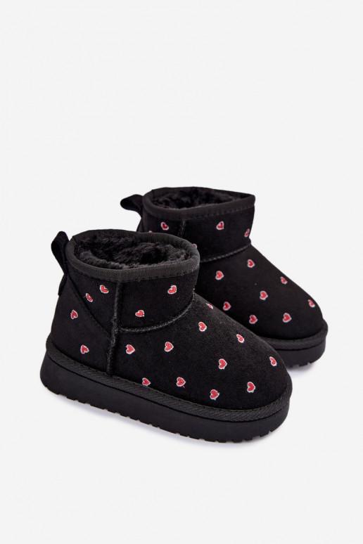 Bottes de neige pour enfants avec cœurs en noir Gracina