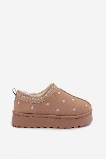 Bottes de neige pour enfants avec des cœurs, doublées de fourrure, couleur sable Palina 2