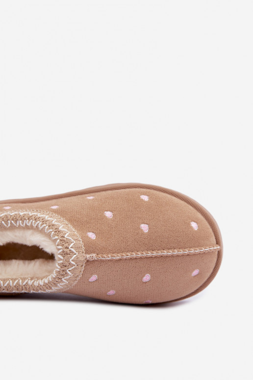 Bottes de neige pour enfants avec des cœurs, doublées de fourrure, couleur sable Palina