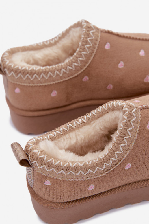 Bottes de neige pour enfants avec des cœurs, doublées de fourrure, couleur sable Palina