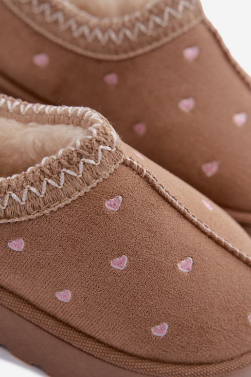 Bottes de neige pour enfants avec des cœurs, doublées de fourrure, couleur sable Palina
