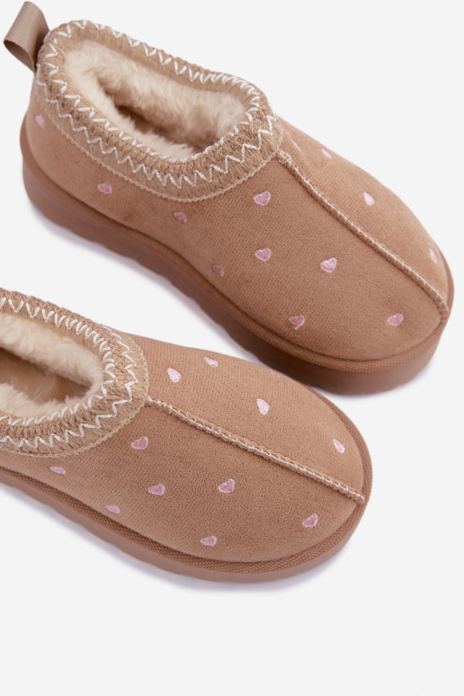 Bottes de neige pour enfants avec des cœurs, doublées de fourrure, couleur sable Palina