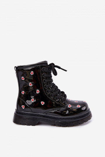 Bottines pour enfants avec effet verni, doublées, avec des cœurs Selmora 2