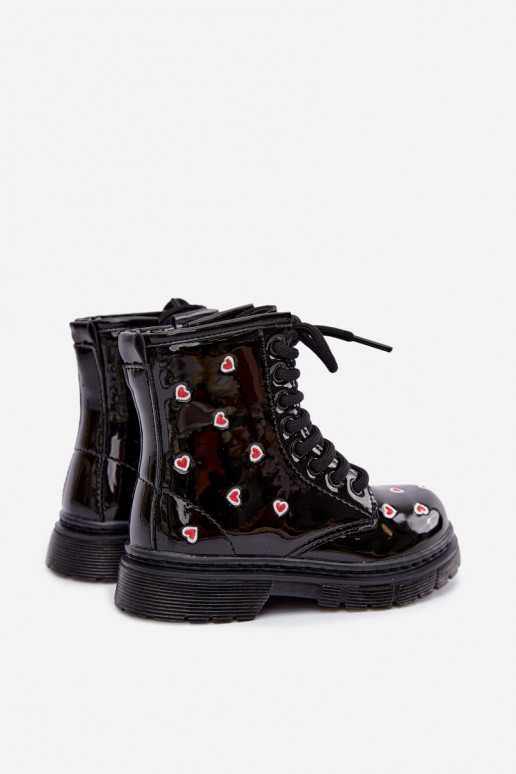 Bottines pour enfants avec effet verni, doublées, avec des cœurs Selmora