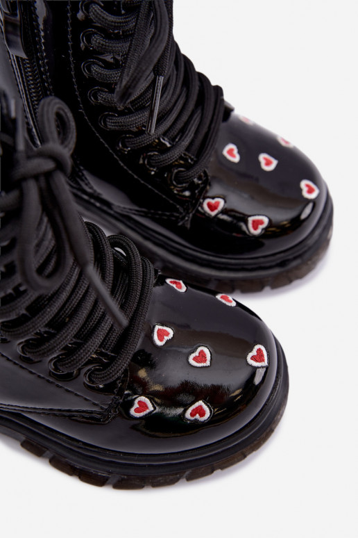 Bottines pour enfants avec effet verni, doublées, avec des cœurs Selmora