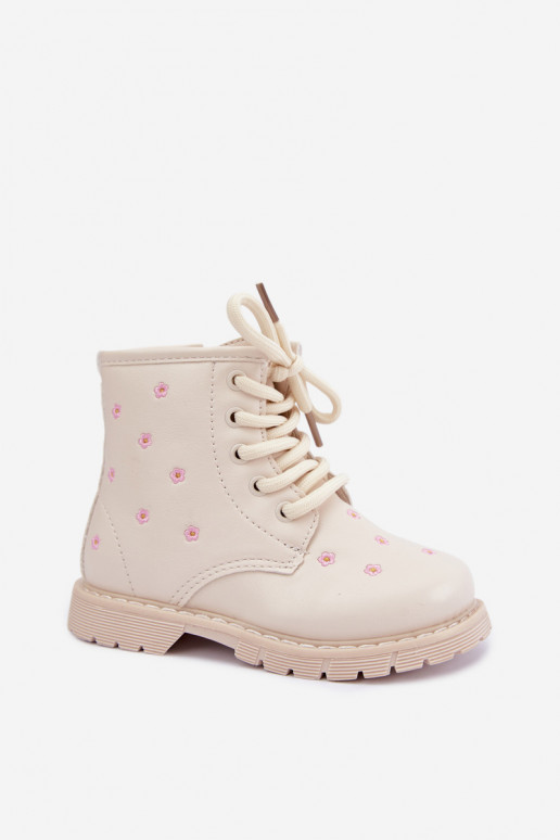Bottes chaudes pour enfants avec des fleurs, couleur sable Selmora