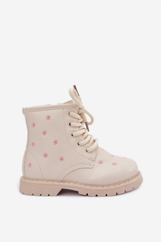 Bottes chaudes pour enfants avec des fleurs, couleur sable Selmora