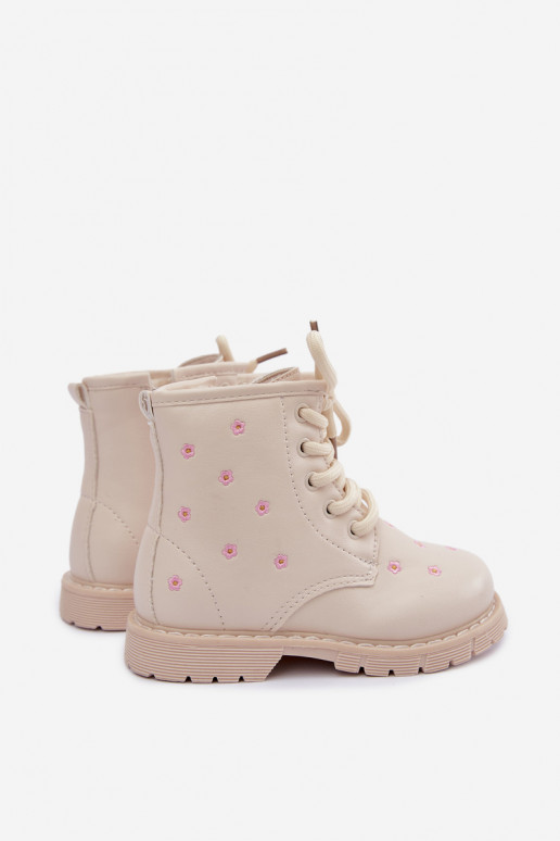 Bottes chaudes pour enfants avec des fleurs, couleur sable Selmora