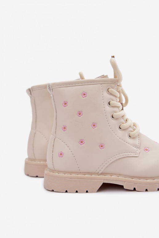 Bottes chaudes pour enfants avec des fleurs, couleur sable Selmora