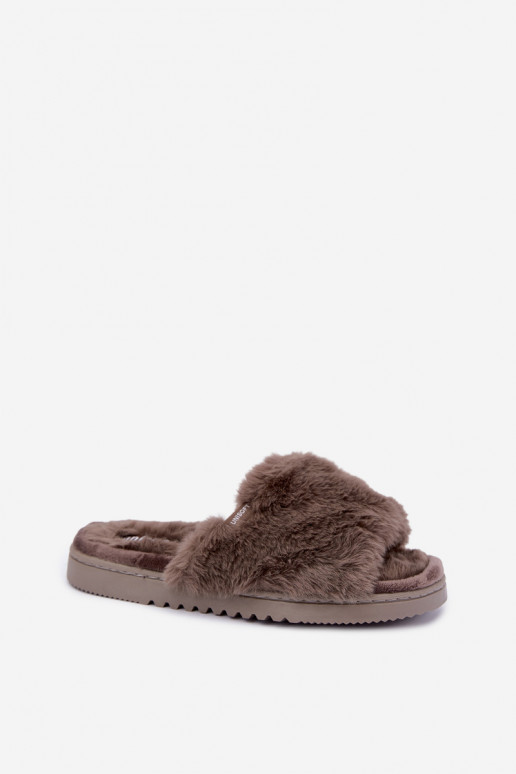 claquettes pour femmes avec fourrure grises Loraline