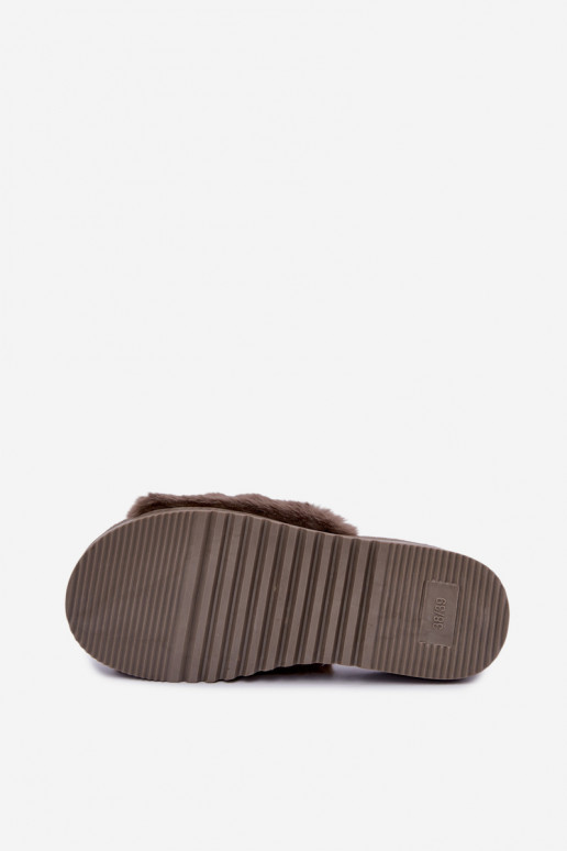 claquettes pour femmes avec fourrure grises Loraline