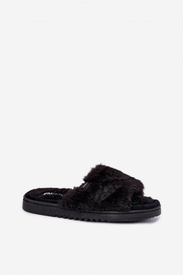 claquettes pour femmes avec fourrure noires Loraline