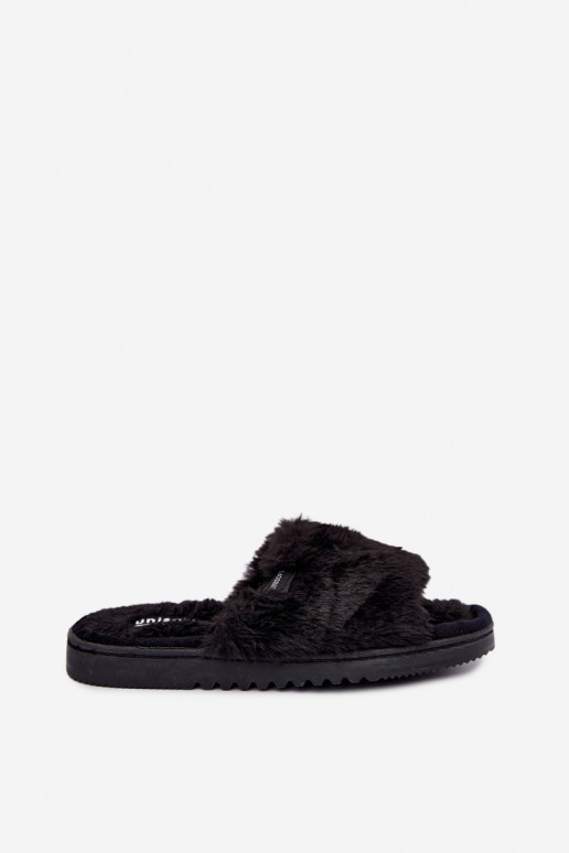 claquettes pour femmes avec fourrure noires Loraline