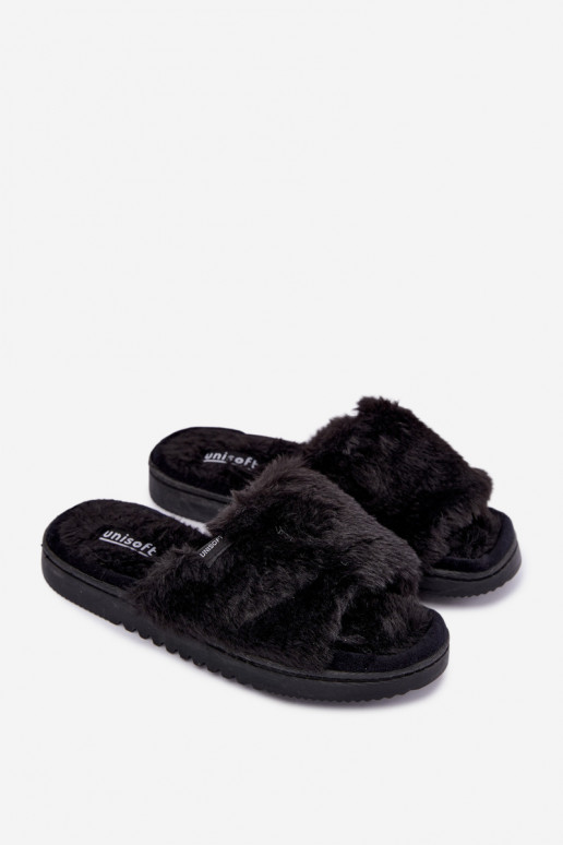 claquettes pour femmes avec fourrure noires Loraline