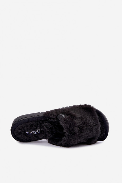 claquettes pour femmes avec fourrure noires Loraline