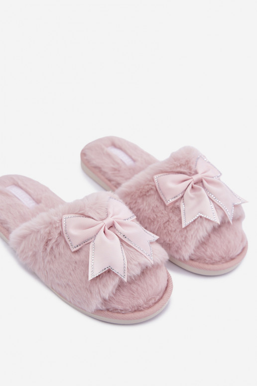 claquettes avec fourrure et nœuds roses Fiamelle
