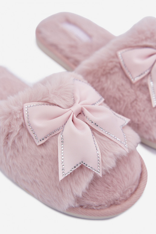 claquettes avec fourrure et nœuds roses Fiamelle