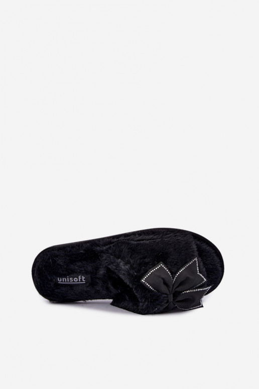 claquettes avec fourrure et nœuds noirs Fiamelle