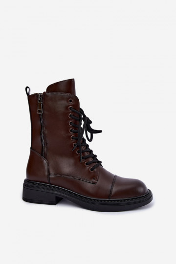 bottes isolées à la cheville en simili cuir chocolat Vinceza 86443