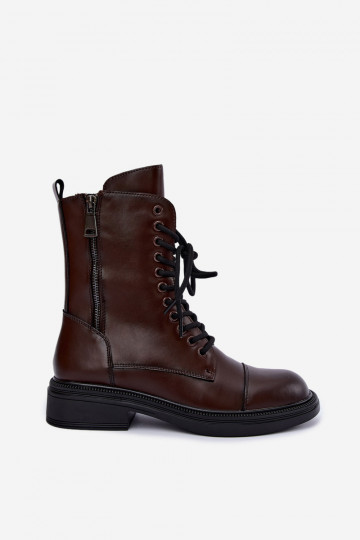 bottes isolées à la cheville en simili cuir chocolat Vinceza 86443 2