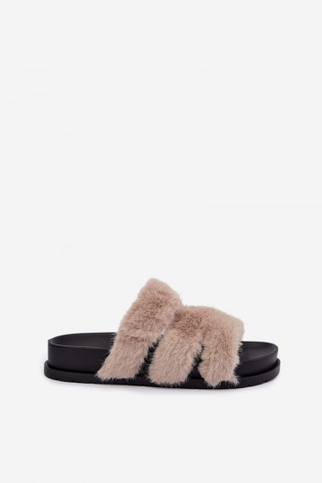 claquettes avec fourrure couleur sable Talisette 2