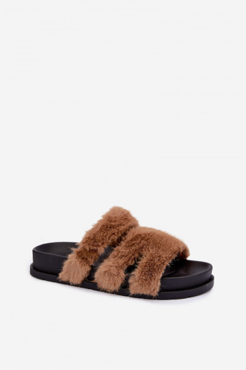 claquettes avec fourrure brunes Talisette