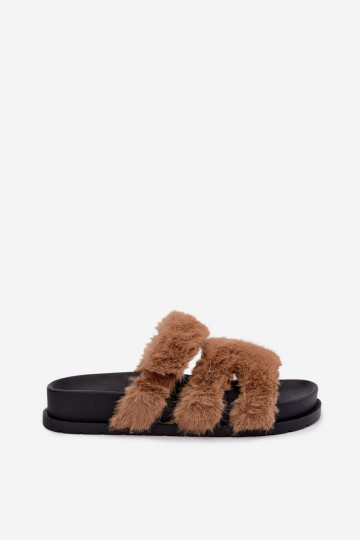 claquettes avec fourrure brunes Talisette 2