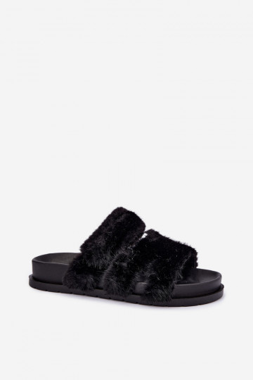 claquettes avec fourrure noires Talisette