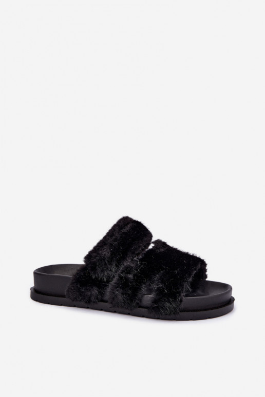 claquettes avec fourrure noires Talisette