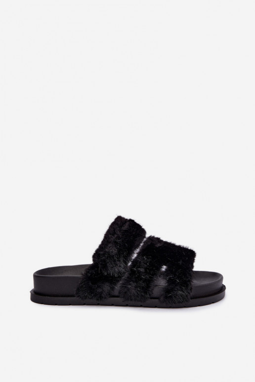 claquettes avec fourrure noires Talisette