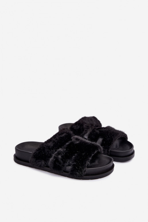 claquettes avec fourrure noires Talisette