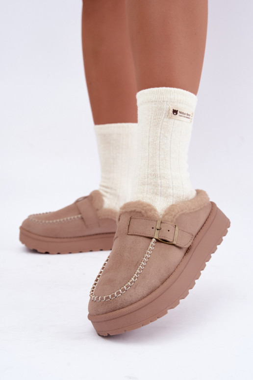 bottes de neige pour femmes avec boucles couleur sable Saldora