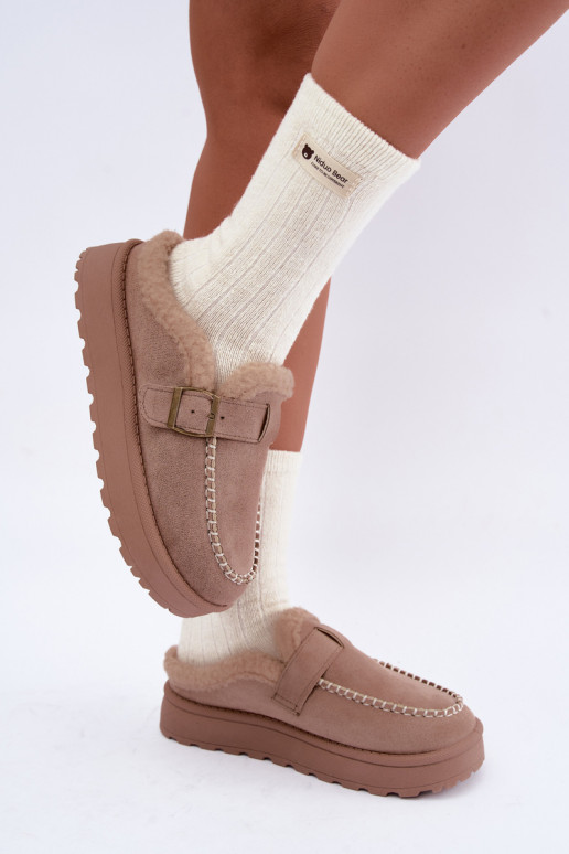 bottes de neige pour femmes avec boucles couleur sable Saldora