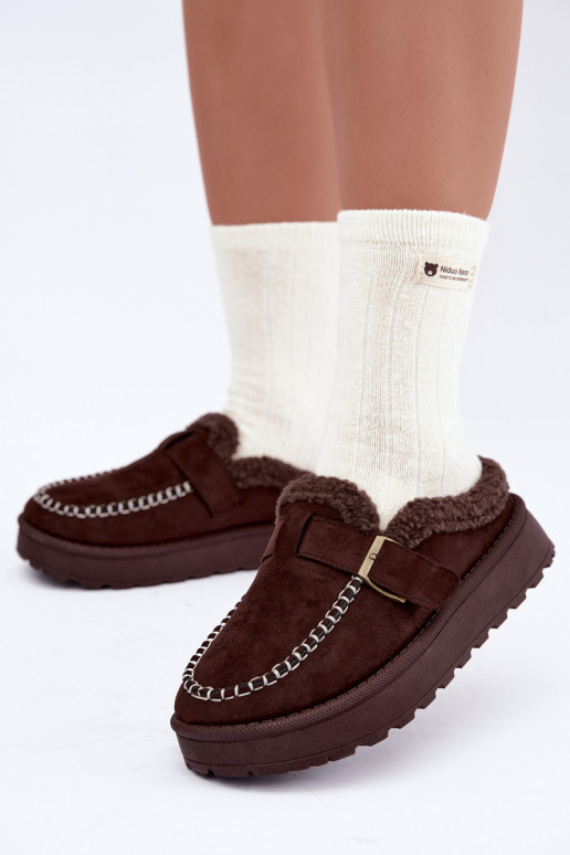 bottes de neige pour femmes avec boucles chocolat Saldora