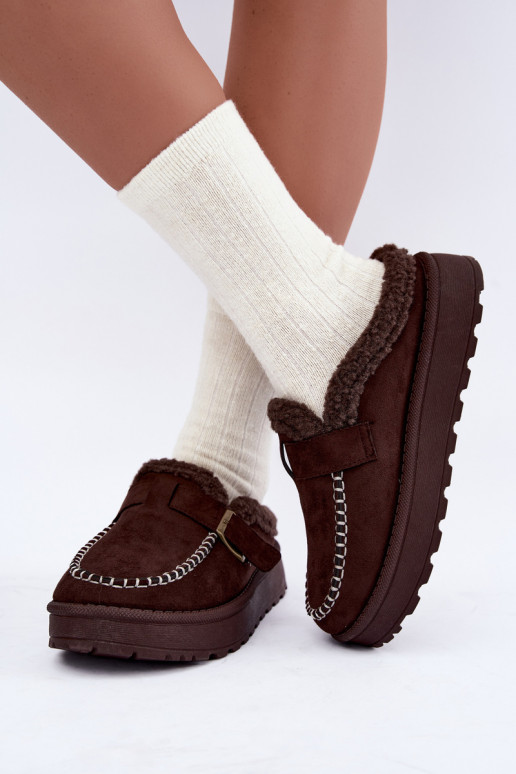 bottes de neige pour femmes avec boucles chocolat Saldora