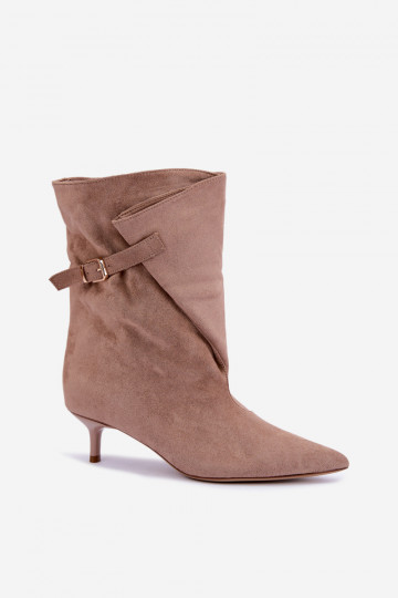 Bottines à petit talon avec boucles couleur sable Canelisse