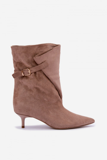 Bottines à petit talon avec boucles couleur sable Canelisse 2
